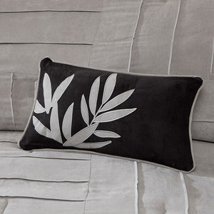7 Piece Faux Suede Comforter Set Grey Queen