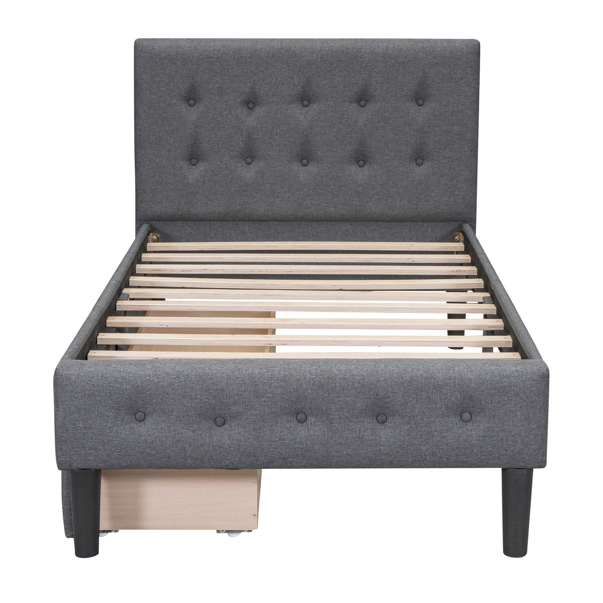Twin Size Upholstered Platform Bed With 2 Drawers - Gray by Couch.com