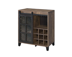 Treju Obscure - Glass, Rustic Wine Cabinet - Black / Oak by Couch.com