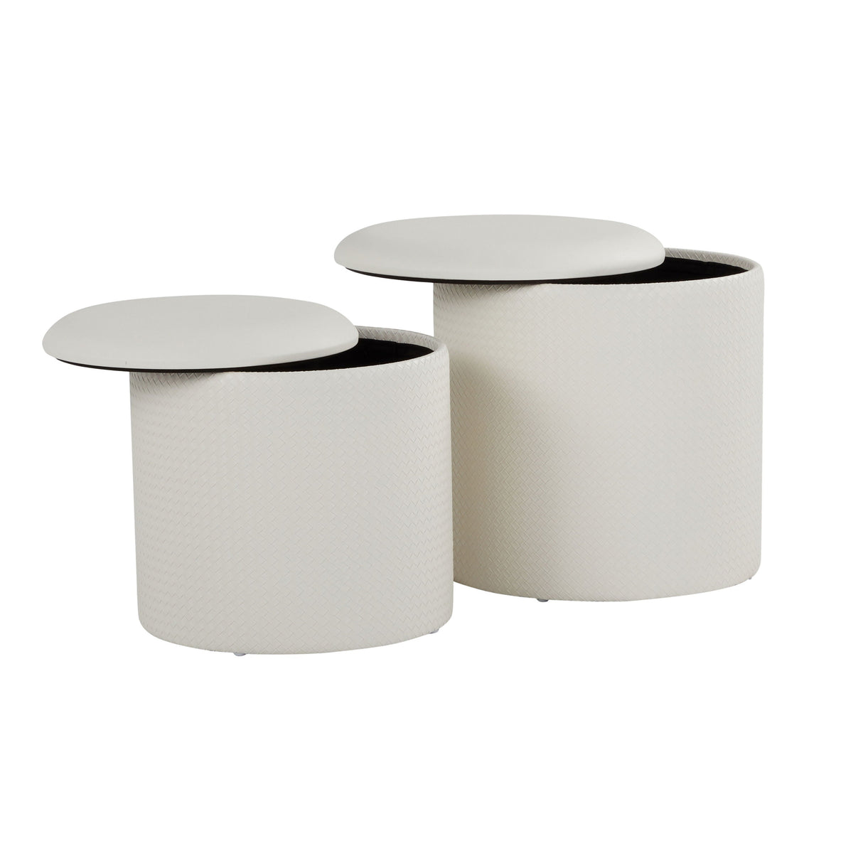 Maverick - Contemporary Nesting Ottoman Set With - Cream by Couch.com