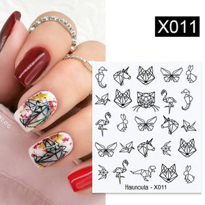Abstract Lady Face Water Decals Fruit Flower Summer Leopard Alphabet Leaves Nail Stickers Water Black Leaf Sliders Marble Nail Art Stickers Water Transfer Nail Decals Full Wraps Gradient Acrylic Nail Kits for Women Manicure Decoration