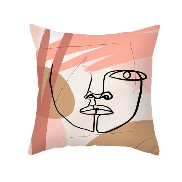 Abstract Line Drawing Cushion Case Modern Abstract Painting Pillow Case Beautiful Art Cushion Covers Art Sofa Pillows Case Livingroom Decorative Pillow 45x45CM