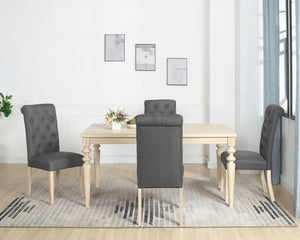 Amonia - 5 Piece Dining Set, Turned-Leg Dining Table With 4 Tufted Chairs - Beige Brown by Couch.com