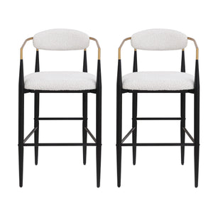 Upholstered Bar Stools with Backs for Kitchen Island (Set of 2) - Beige