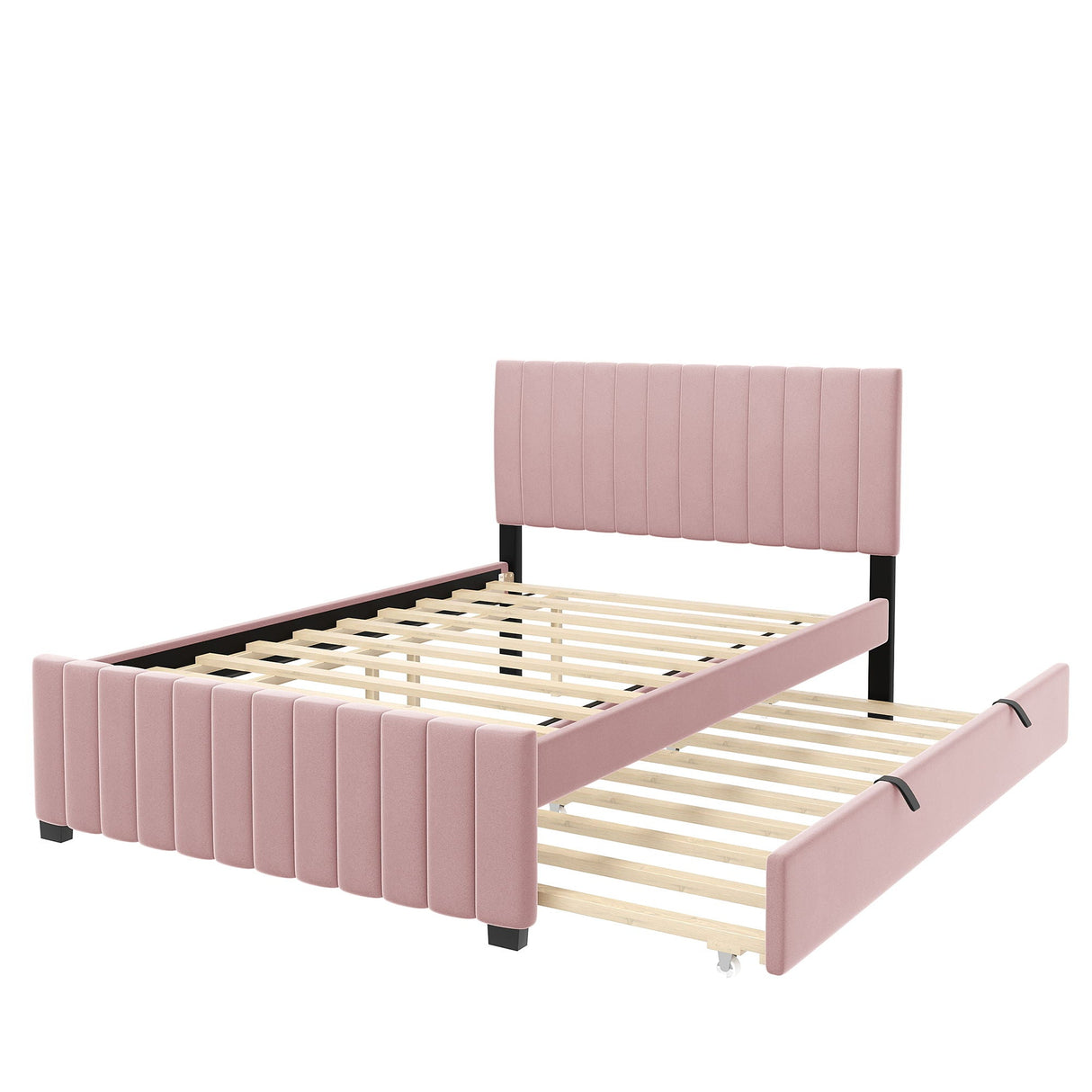 Elegant Upholstered Platform Bed With Twin Size Trundle by Couch.com