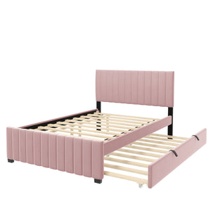 Elegant Upholstered Platform Bed With Twin Size Trundle by Couch.com