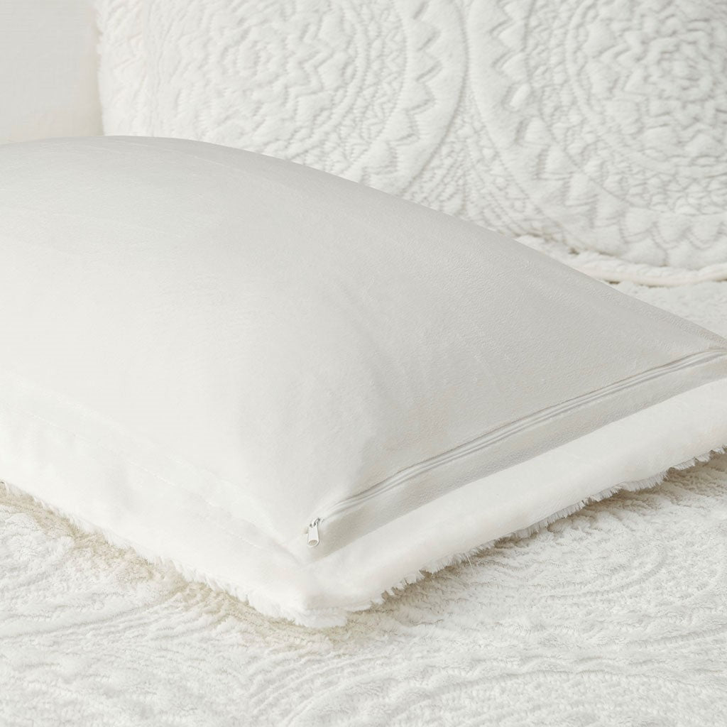 King/Cal King Embroidered Medallion Faux Fur Ultra Plush Comforter Mini Set