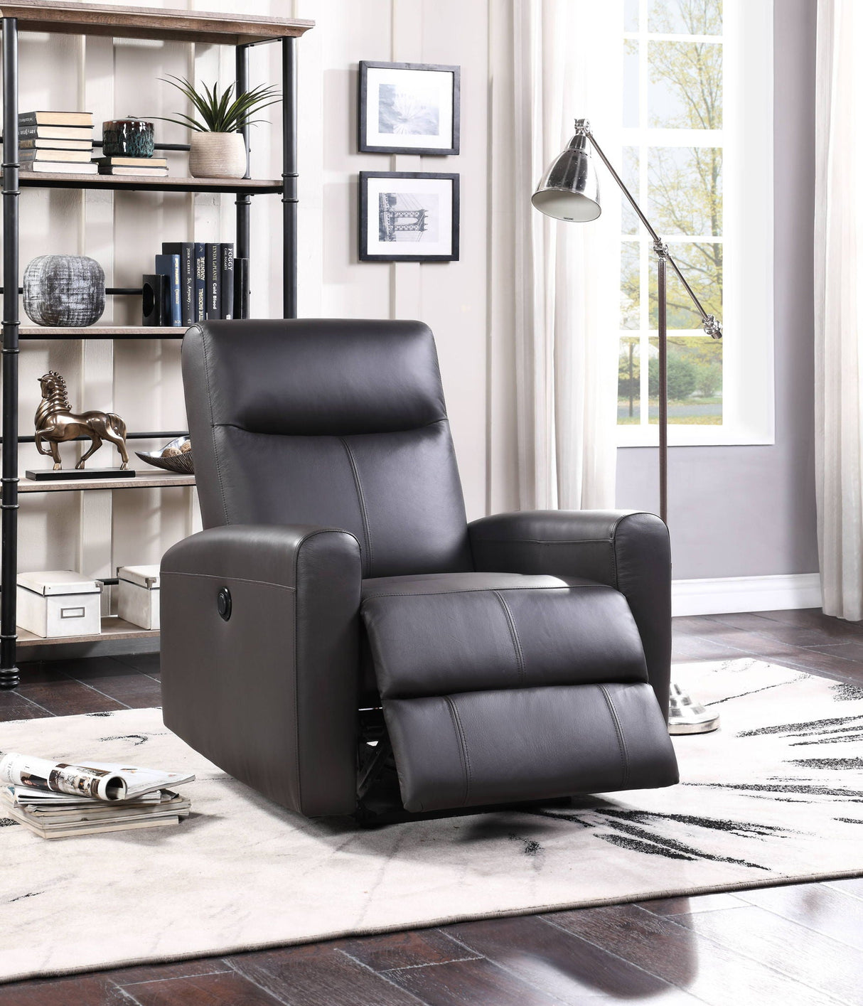 Blane Top Grain Leather Match Power Motion Recliner - Brown