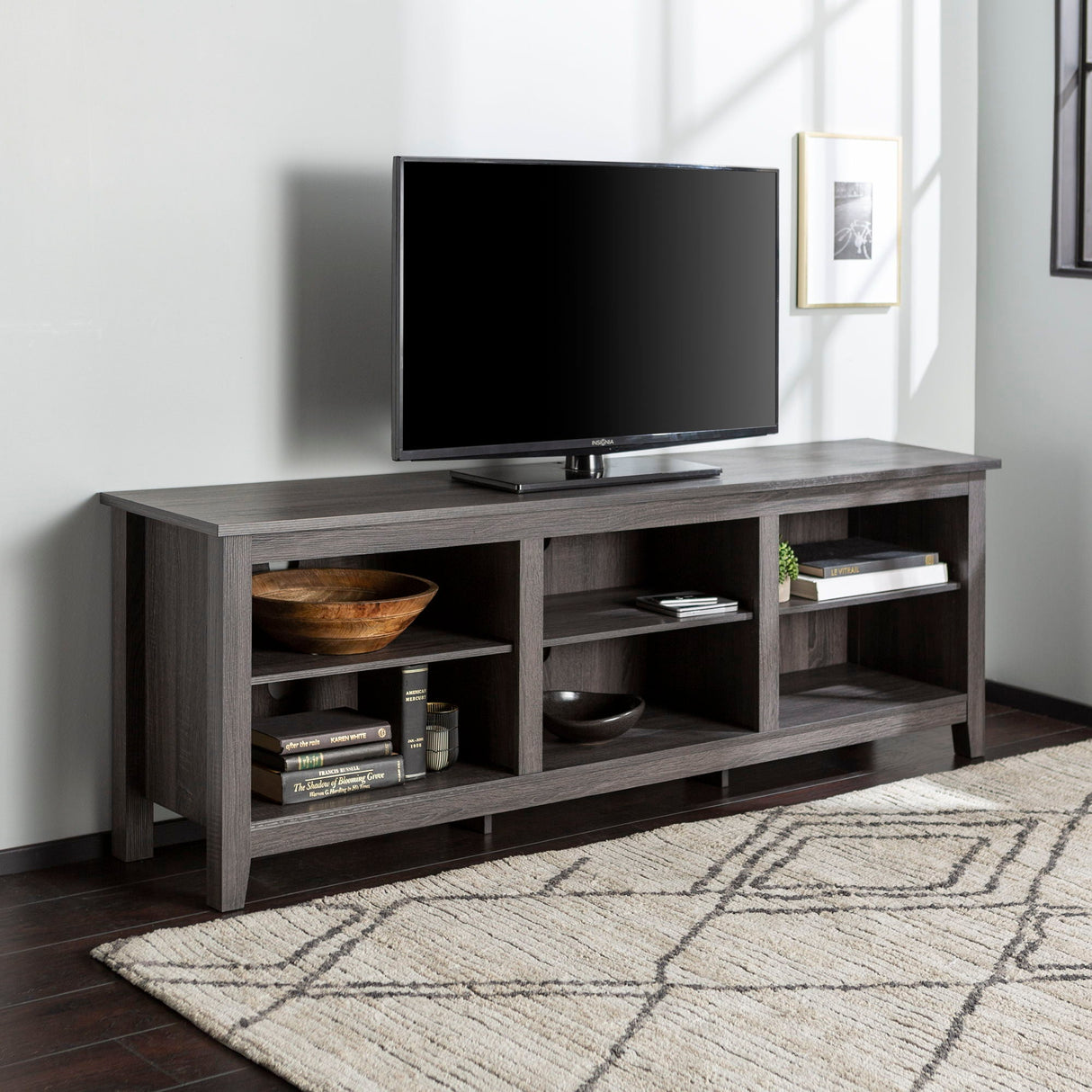 Modern Transitional 3 Shelf Open Storage 70" TV Stand For 80" TVs by Couch.com