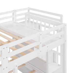 Multifunctional Triple Bunk Bed With Drawers And Guardrails by Couch.com