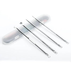 Acne Removal Tools Pimple Blackhead Remover Facial Pore Cleaner Stainless Steel with case - Skin Care tools