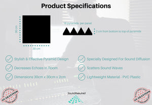 Acoustic Diffuser - PVC Sound Diffusion Panel - 4 Pack
