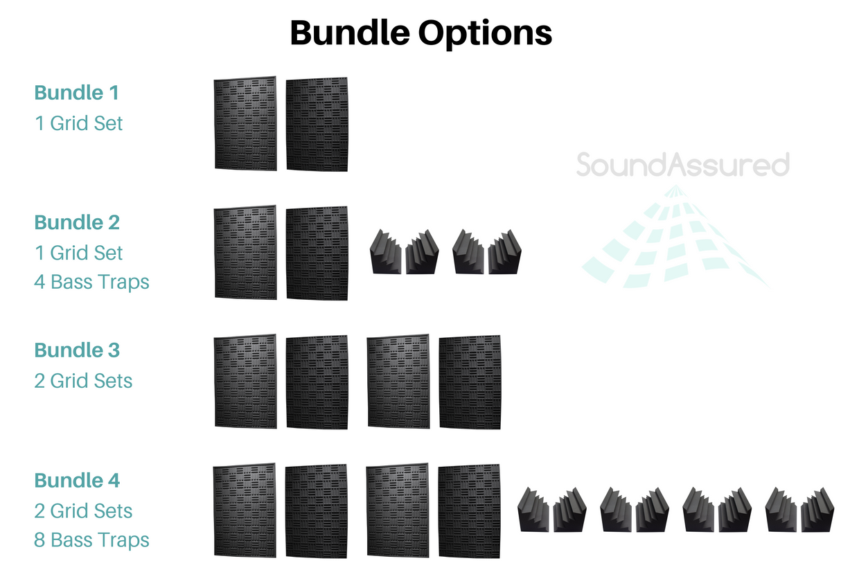 Grid Style Acoustic Foam Panels - Acoustic Foam Room Kits