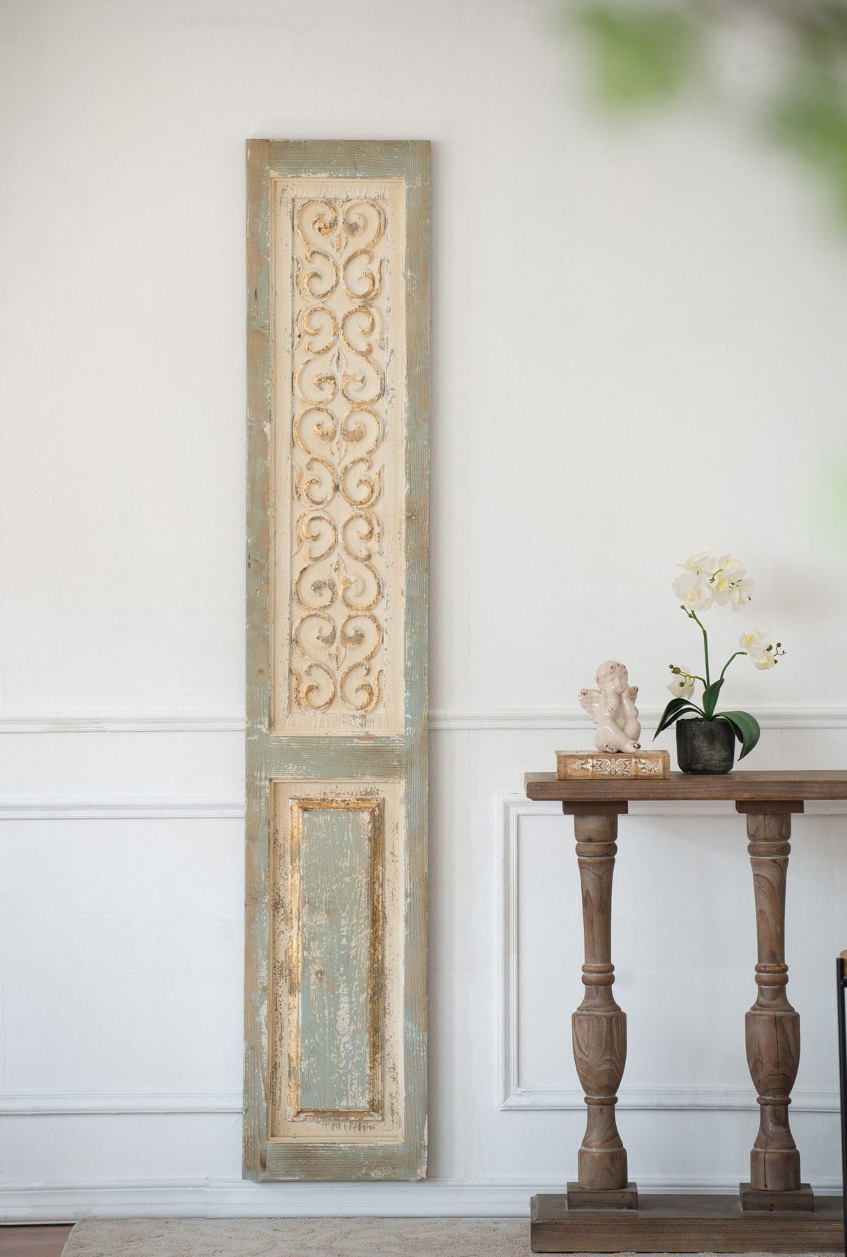 Large Wooden Rectangle Hanging Panel Decorative Wall Sculpture, Carved Wall Art - Beige by Couch.com