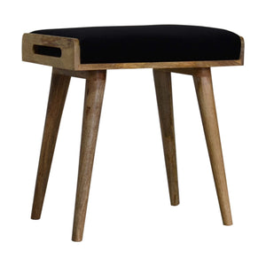 Velvet Tray Style Footstool - Black by Couch.com