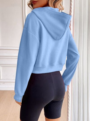 Relaxed Minimalist Zip-Up Dropped Shoulder Hooded Jacket Casual & Comfortable Lightweight Outerwear