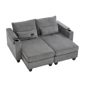 Convertible Chaise Lounge Sofa Chair With USB Ports, Cup Holders, Phone Holder And Storage by Couch.com