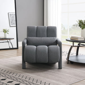 Modern Upholstered Accent Chair, Comfortable Linen Fabric With A Pillow For Living Room by Couch.com