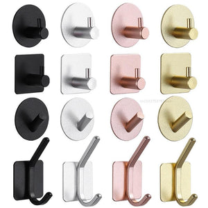 Adhesive Wall Hooks Mounted Door Key Cloth Coat Bathroom Robe Hanger Kitchen Hardware Rack Shelf Bag Hook Organizer For Hanging  Bathroom Toilet Sticky Hook