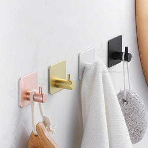 Adhesive Wall Hooks Mounted Door Key Cloth Coat Bathroom Robe Hanger Kitchen Hardware Rack Shelf Bag Hook Organizer For Hanging  Bathroom Toilet Sticky Hook