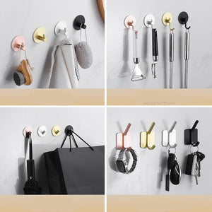 Adhesive Wall Hooks Mounted Door Key Cloth Coat Bathroom Robe Hanger Kitchen Hardware Rack Shelf Bag Hook Organizer For Hanging  Bathroom Toilet Sticky Hook