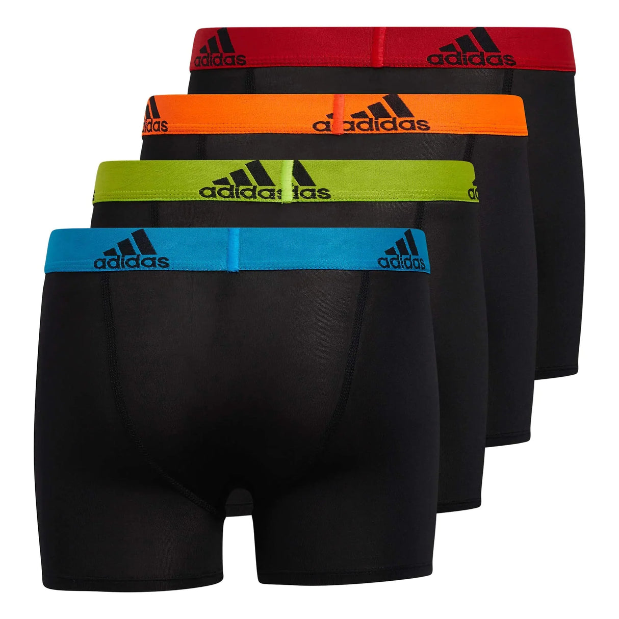 adidas Kids-Boy's Performance Boxer Briefs Underwear (4-Pack) Large Black/Solar Blue/Semi Solar Slime Green