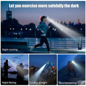 Adjustable Rechargeable Waterproof Brightest Zoomable LED Lightweight Hands Free Headlamp High Power For Adult Hunting Camping Running Hiking Riding Fishing Rechargeable T6 Chip Headlight