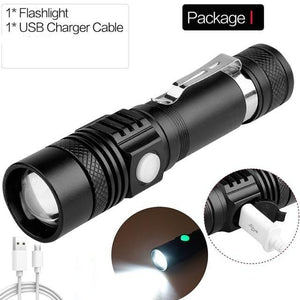 Adjustable Rechargeable  Waterproof LED Flashlights Rechargeable High Lumens Torchlight Zoomable Torch USB Charging Waterproof 5 Modes With Power Display For Camping Hiking Outdoor Emergency