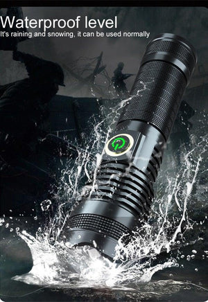 Adjustable Rechargeable  Waterproof LED Flashlights Rechargeable High Lumens Torchlight Zoomable Torch USB Charging Waterproof 5 Modes With Power Display For Camping Hiking Outdoor Emergency