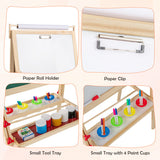 Adjustable Double-sided Easel with 4 Paint Cups-Natutral