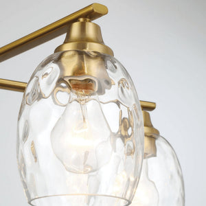 5 Lights Linear Arms With Chain Chandelier - Clear / Gold