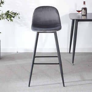 Bar Stool (Set of 2) Modern Counter Bar Height Chair With Back, Sturdy Metal Legs & Footrests, Island Stool For Kitchen Bar - Gray by Couch.com