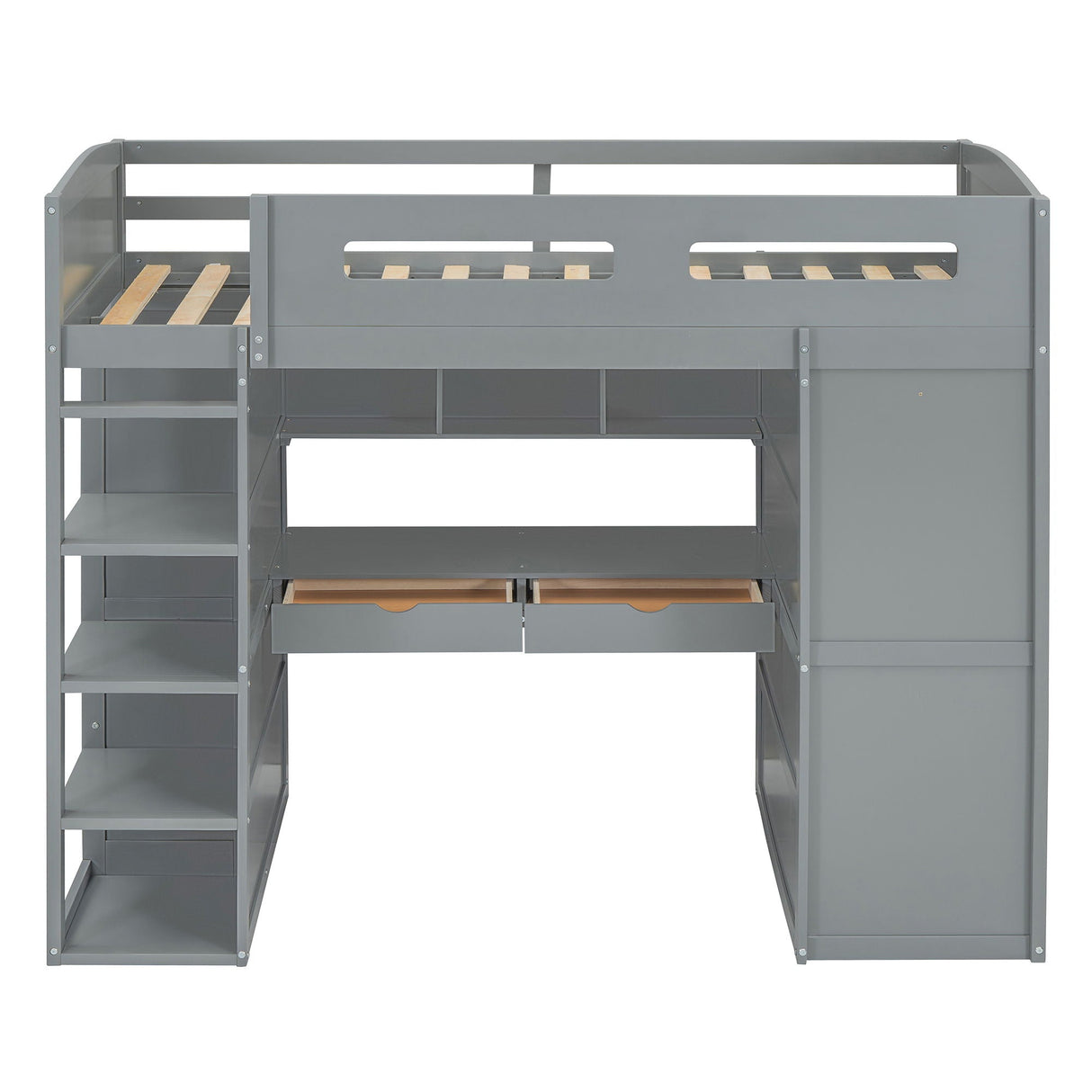 Loft Bed With Desk, Wardrobes, 4 Drawers And 4 Shelves by Couch.com