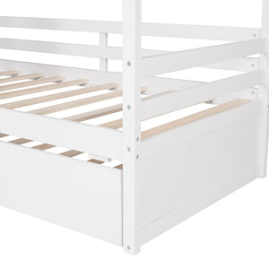 Twin Size Classic House Bed With Twin Size Trundle - White by Couch.com