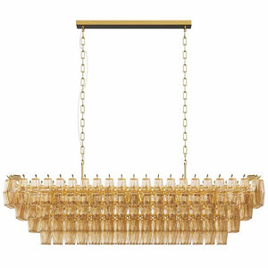 Modern Chandeliers for Dining Room, 54" Large Rectangle Gold Kitchen Chandelier Over Table