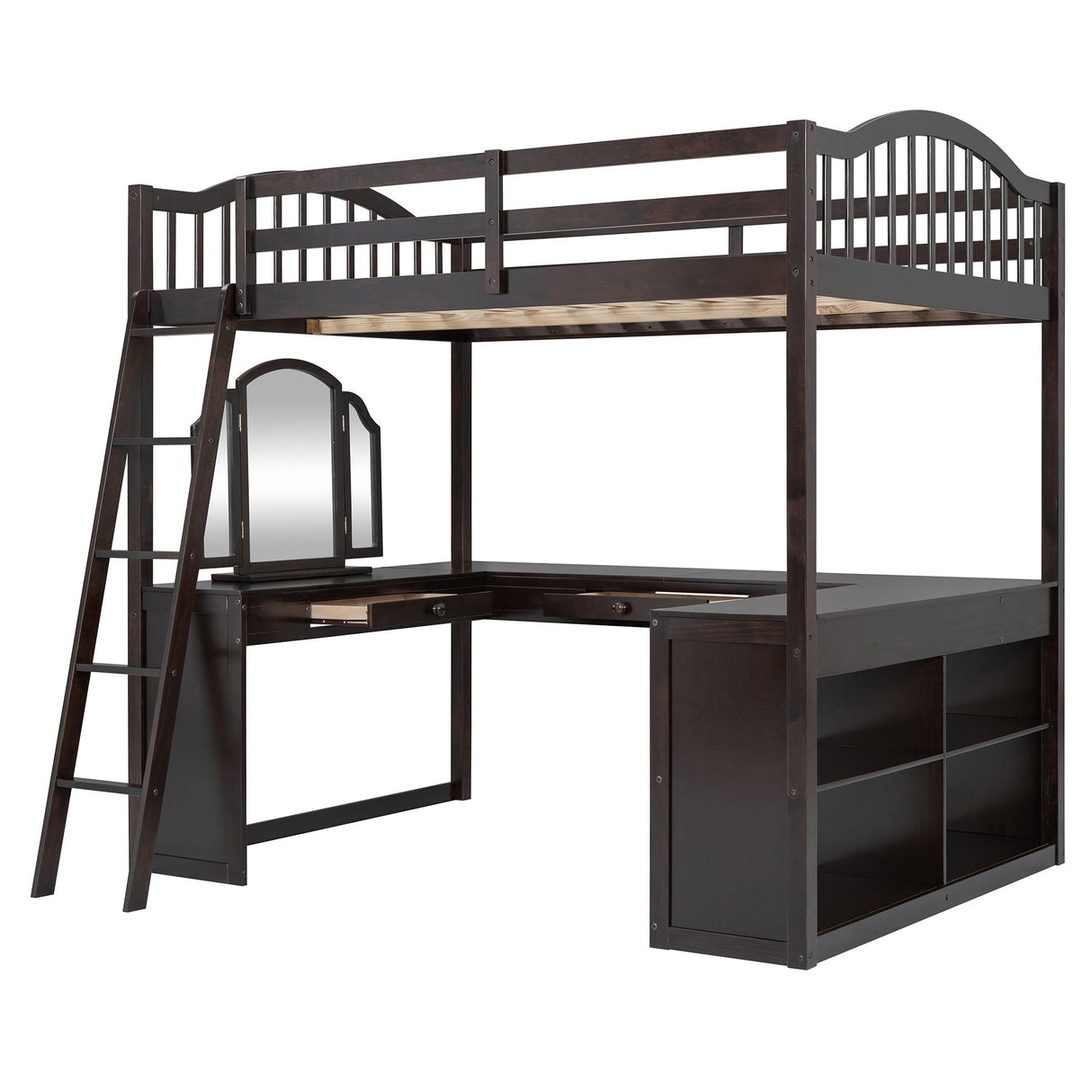 Loft Bed With Drawers, Cabinet, Shelves With Desk by Couch.com