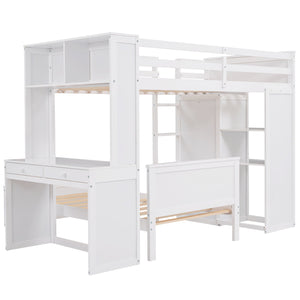 Loft Bed With A Stand Alone Bed, Shelves, Desk, And Wardrobe by Couch.com