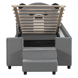 Upholstered Daybed With Bear Shaped Headboard, Hydraulic System And Breathable Mesh Fence by Couch.com