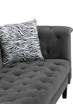 Mary - Velvet Tufted Chaise With 1 Accent Pillow - Dark Gray by Couch.com