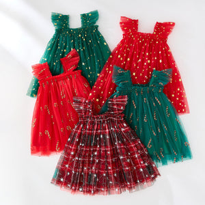 Christmas New Children Shirt XINGX Suspender Skirt For Girls