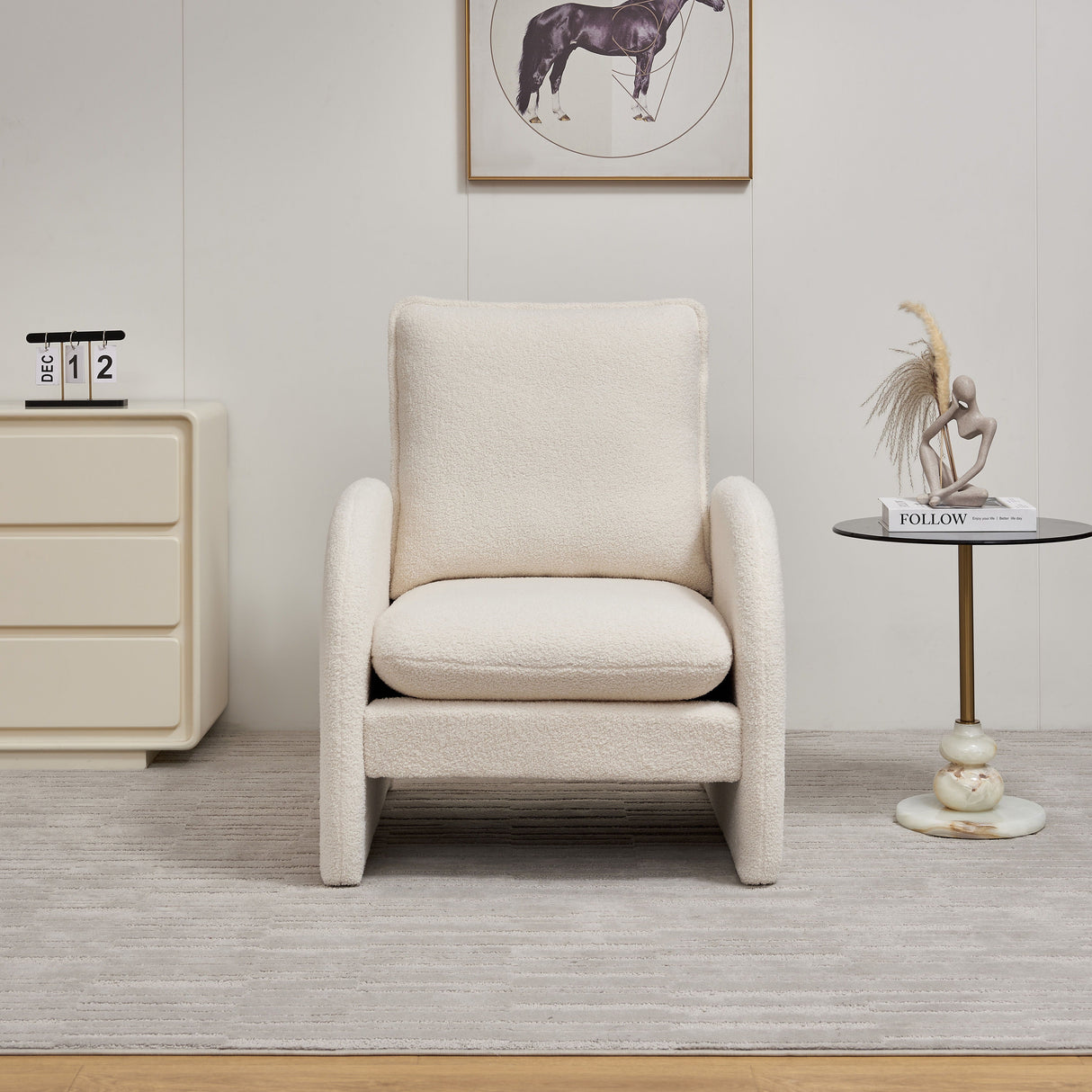 Modern Sherpa Upholstered Accent Chair, Comfortable Living Room Armchair, Lounge Chair For Bedroom, And Office by Couch.com