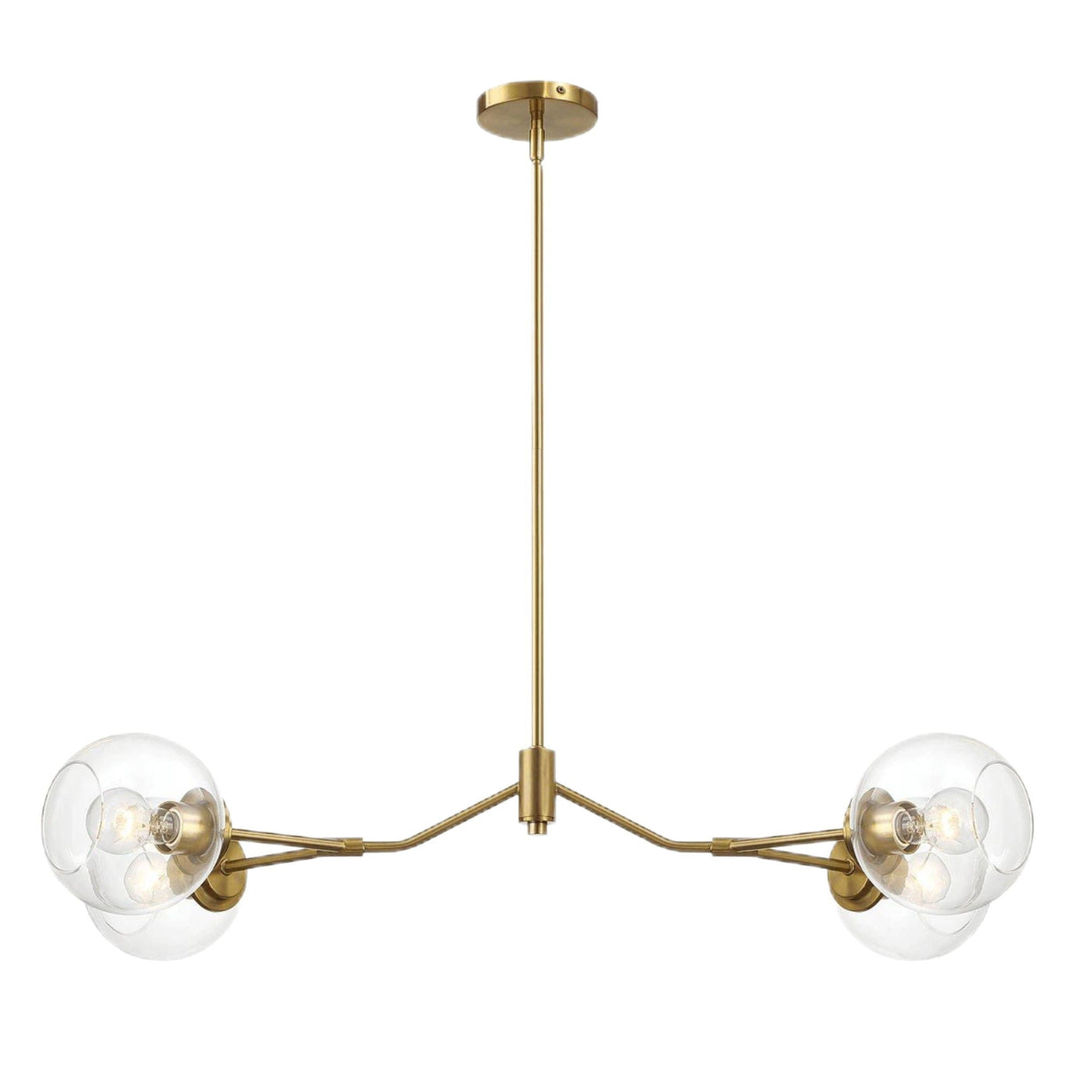 Jewel - 4 Lights Chandelier Ceiling Hanging Light Fixture - Clear / Gold