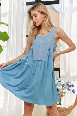 New Summer Decorative Button Sleeveless Babydoll Dress For Women – Flowy & Feminine, Trendy, Stylish, Fashionable, Summer Dress