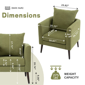 Barrel Chair, Modern Accent Chair, Fabric Armchair Club Chair, Upholstered Arm Chair With Solid Wood Legs, Waist Pillow, Padded Single Chair For Living Room / Bedroom / Study / Waiting Room - Olive Green by Couch.com