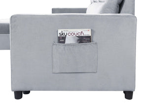 Ivy - Velvet Reversible Sleeper Sectional Sofa With Storage Chaise And Side Pocket by Couch.com