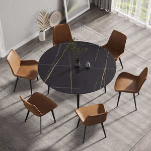 Modern Man-Made Stone Round Dining Table-Position For 6 People by Couch.com