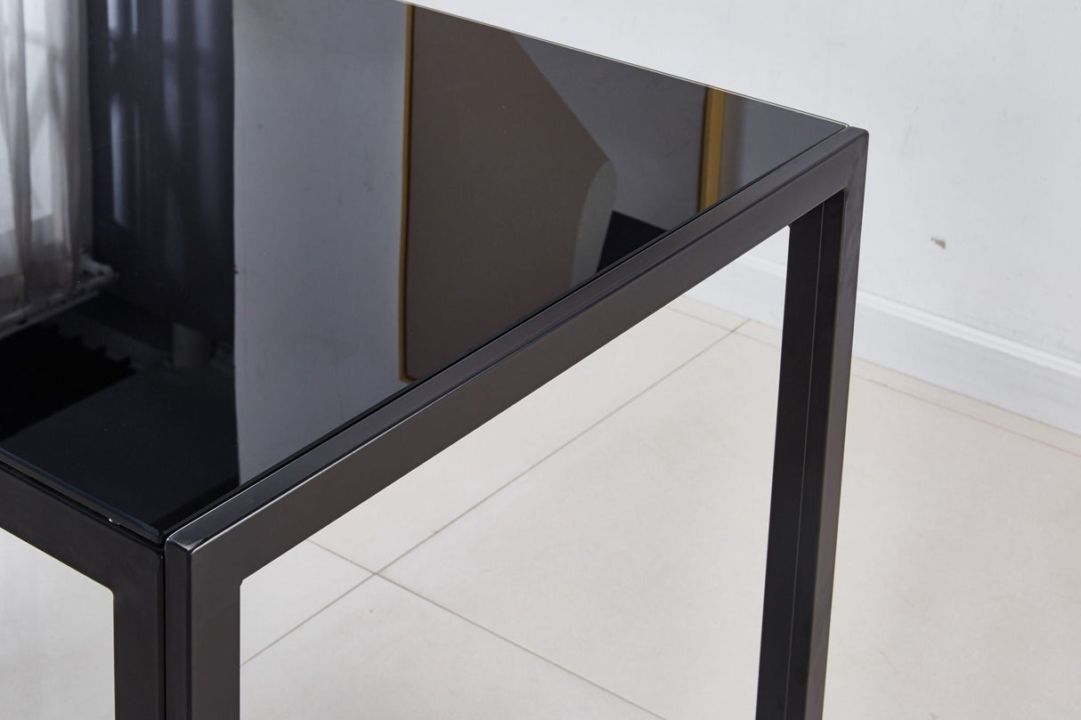 Dining Table With Metal Leg And Glass, Modern Space Saving Kitchen Table For Living Room Glass Table, Dining Table, Kitchen Table, Coffee Table - Black by Couch.com