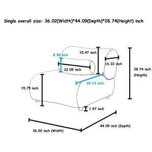 1 Piece Luxury Chenille Fabric Modular Sofa With Spring Cushions & Hidden Legs by Couch.com