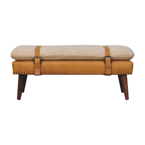 Boucle Leather Bench - Tan by Couch.com