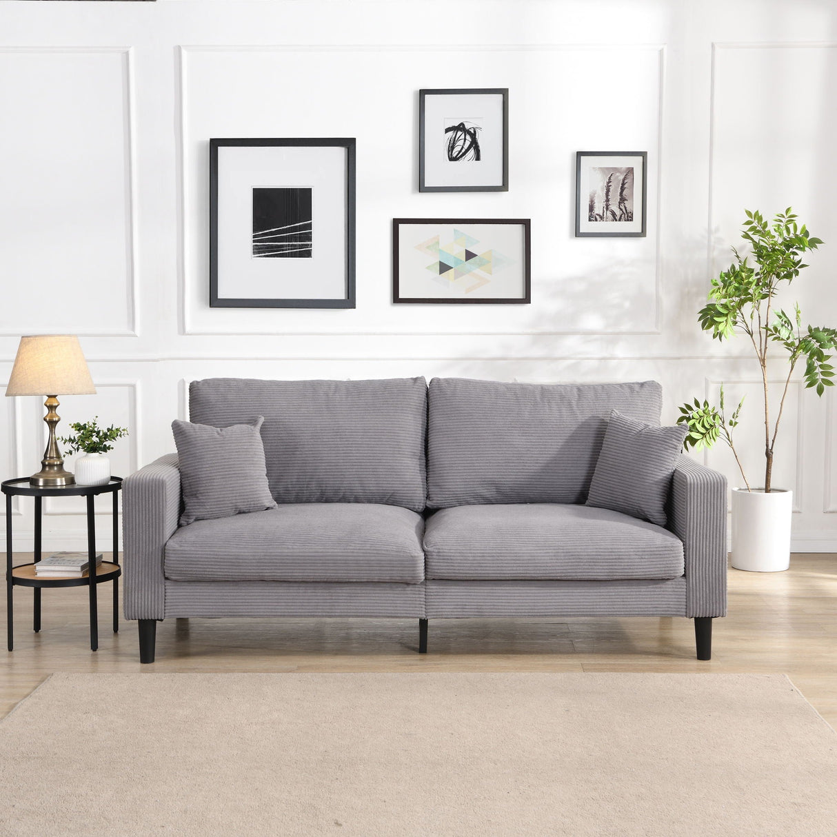 Modern Upholstered 3 Seat Sofa, High Resilience by Couch.com